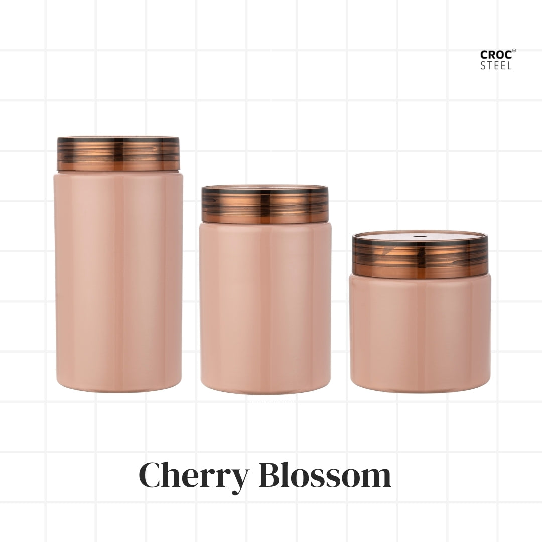 Glossy Pink Canisters (Set of 3)