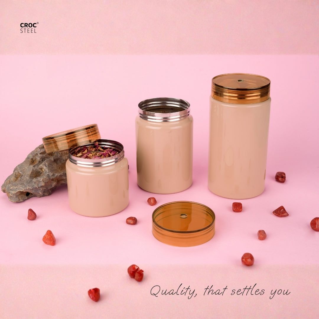 Glossy Pink Canisters (Set of 3)